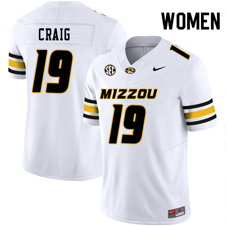 Women #19 Blake Craig Missouri Tigers College Football Jerseys Stitched-White